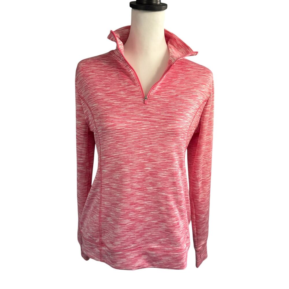 J.Crew Factory 3/4 Zip Pull Over Pink White Medium